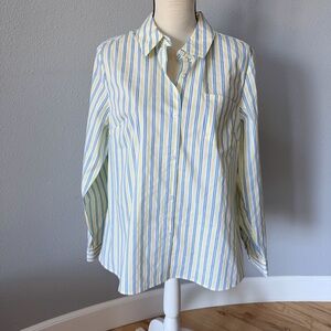 Striped Button-Up Shirt in Light Blue & Yellow
